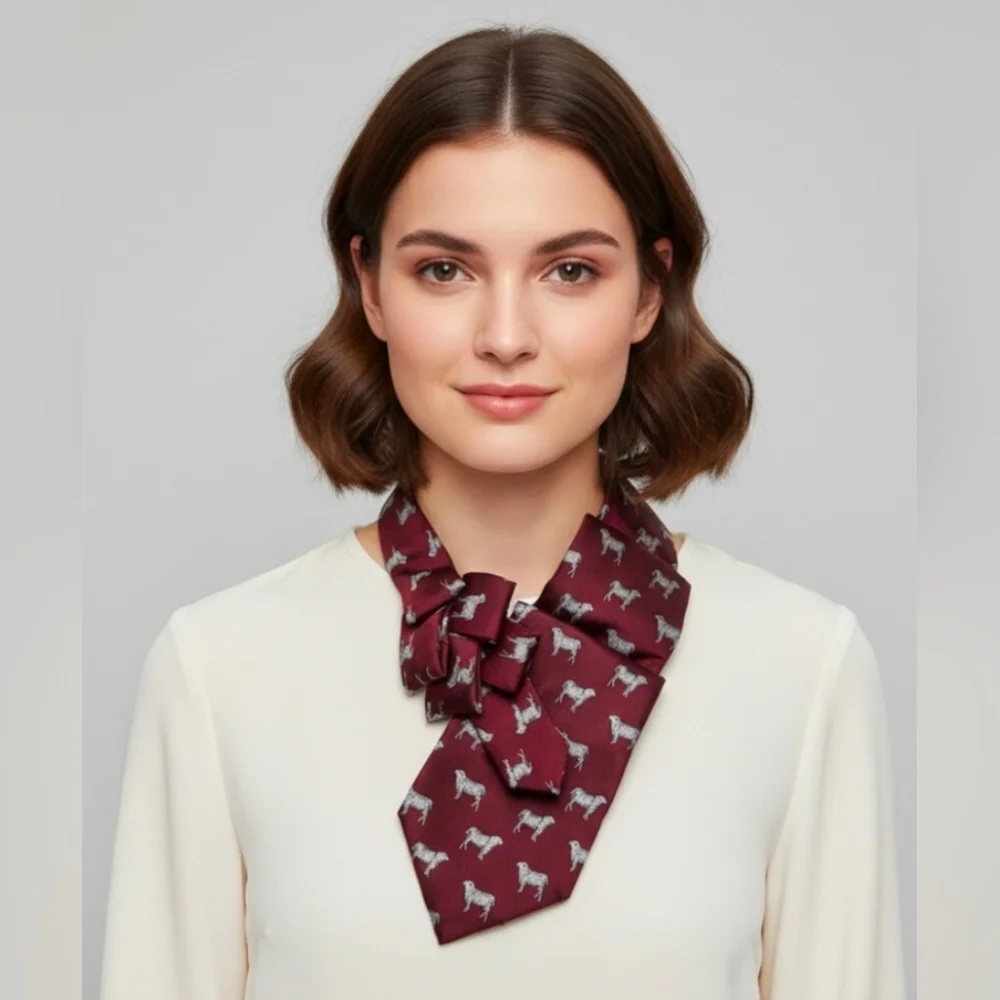 NWT Ogsplosh Unisex Ascot Scarf Wine Sheep Print Size Medium